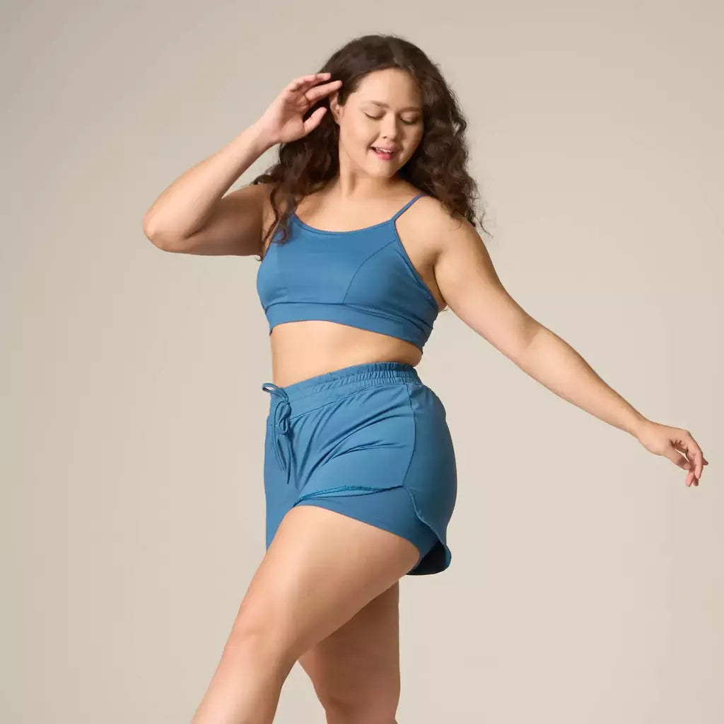 Conjunto Short Elástico + Top Poliamida Azul Índigo