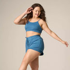 Conjunto Short Elástico + Top Poliamida Azul Índigo
