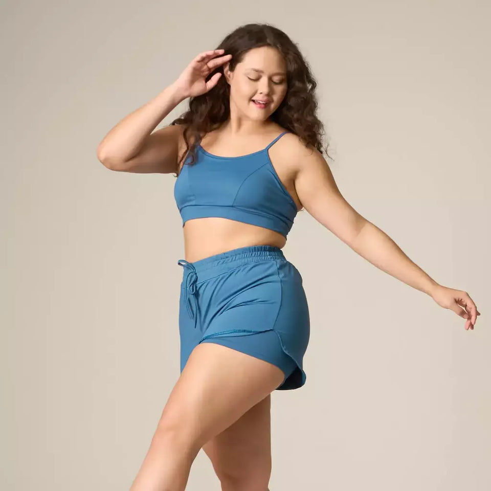 Conjunto Short Elástico + Top Poliamida Azul Índigo