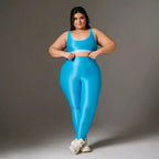 Legging Clássica + Top Bicolor Compressão Azul Céu e Azul Claro - G/GG