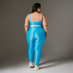 Legging Clássica + Top Bicolor Compressão Azul Céu e Azul Claro - G/GG