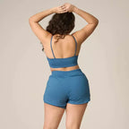 Conjunto Short Elástico + Top Poliamida Azul Índigo