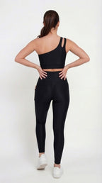Legging + Top Canelado de Compressão - Preto