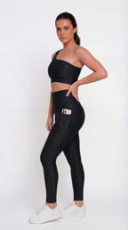 Legging + Top Canelado de Compressão - Preto