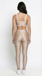Legging T+ Top Bicolor Compressão Areia e Off-White