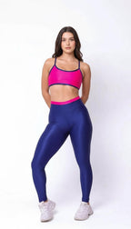 Conjunto Canelado de Compressão Bicolor Azul e Pink