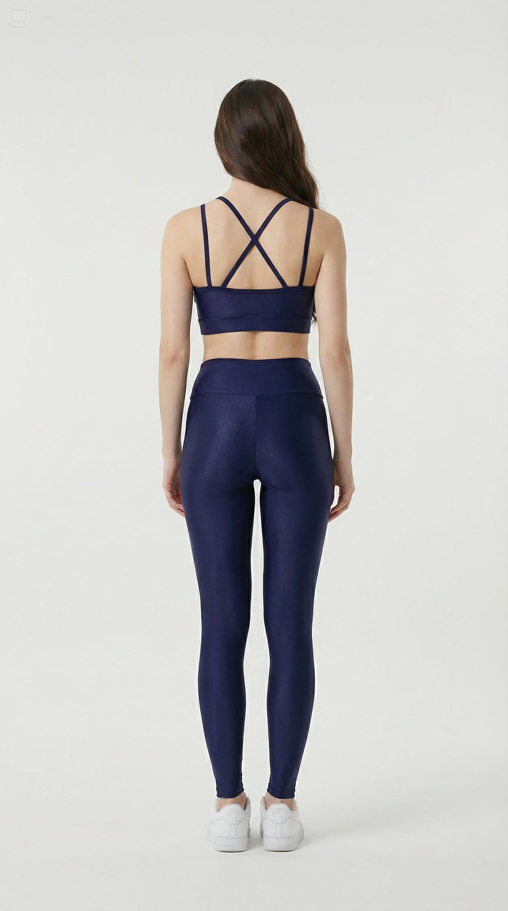 Conjunto Canelado de Compressão Azul Noturno