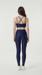 Conjunto Canelado de Compressão Azul Noturno