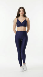 Conjunto Canelado de Compressão Azul Noturno