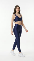 Conjunto Canelado de Compressão Azul Noturno