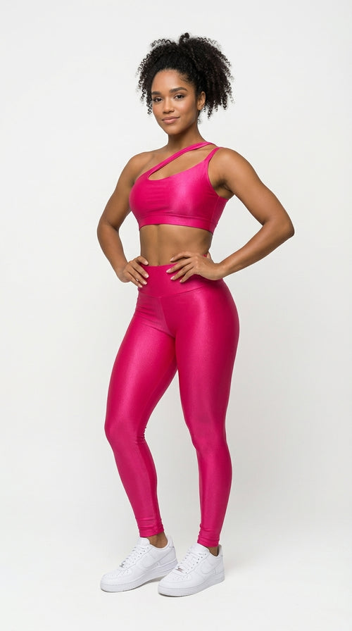 Conjunto Canelado de Compressão Rosa Pink