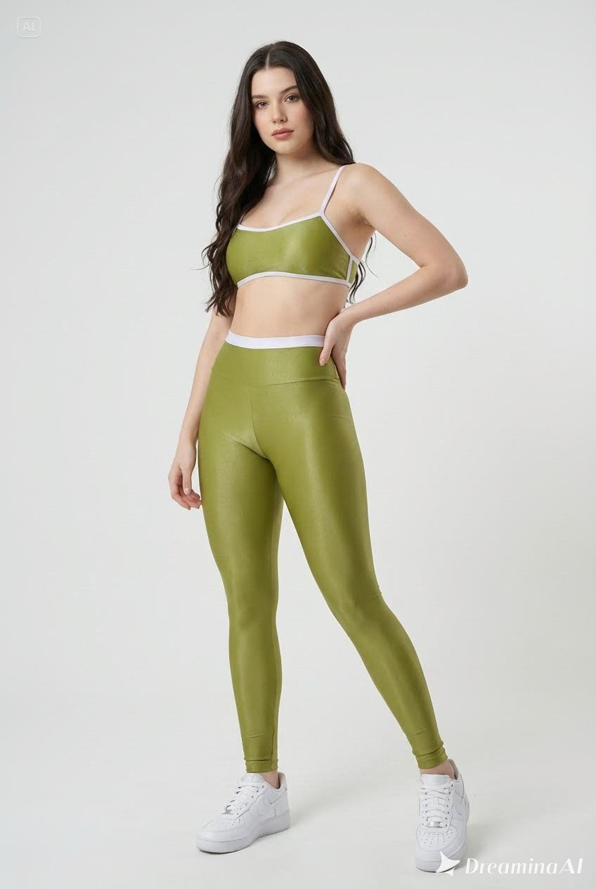 Conjunto Canelado de compressão Verde