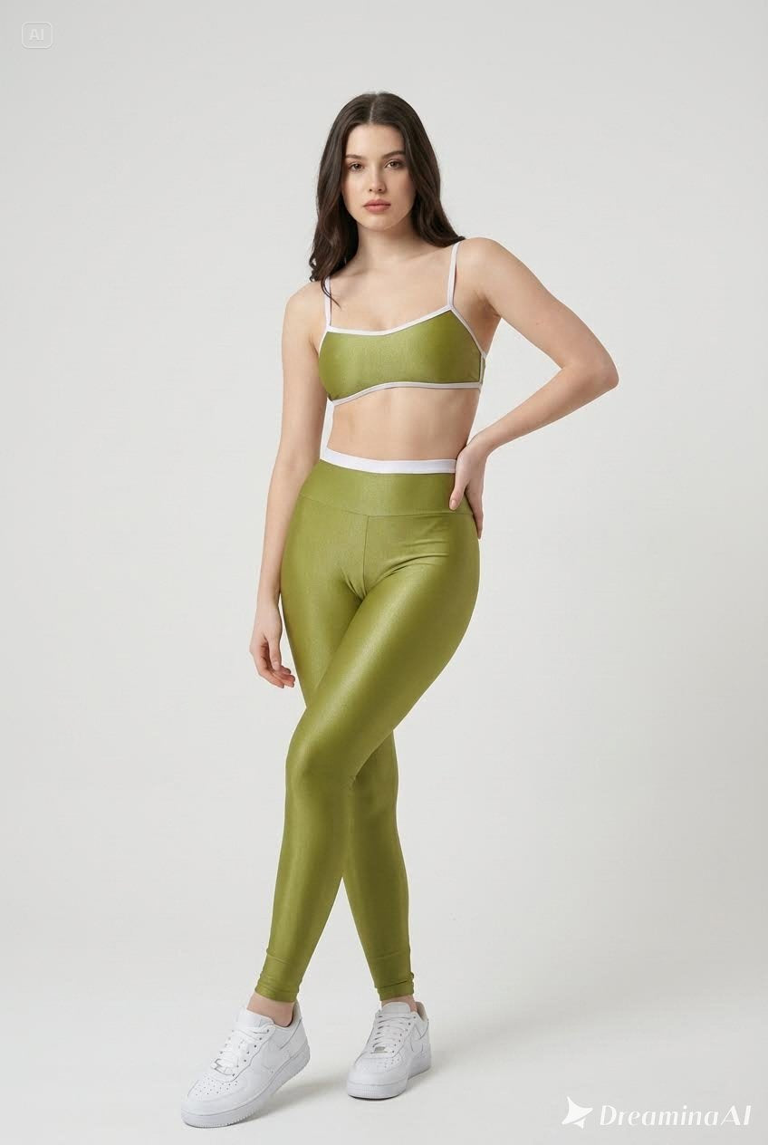 Conjunto Canelado de compressão Verde