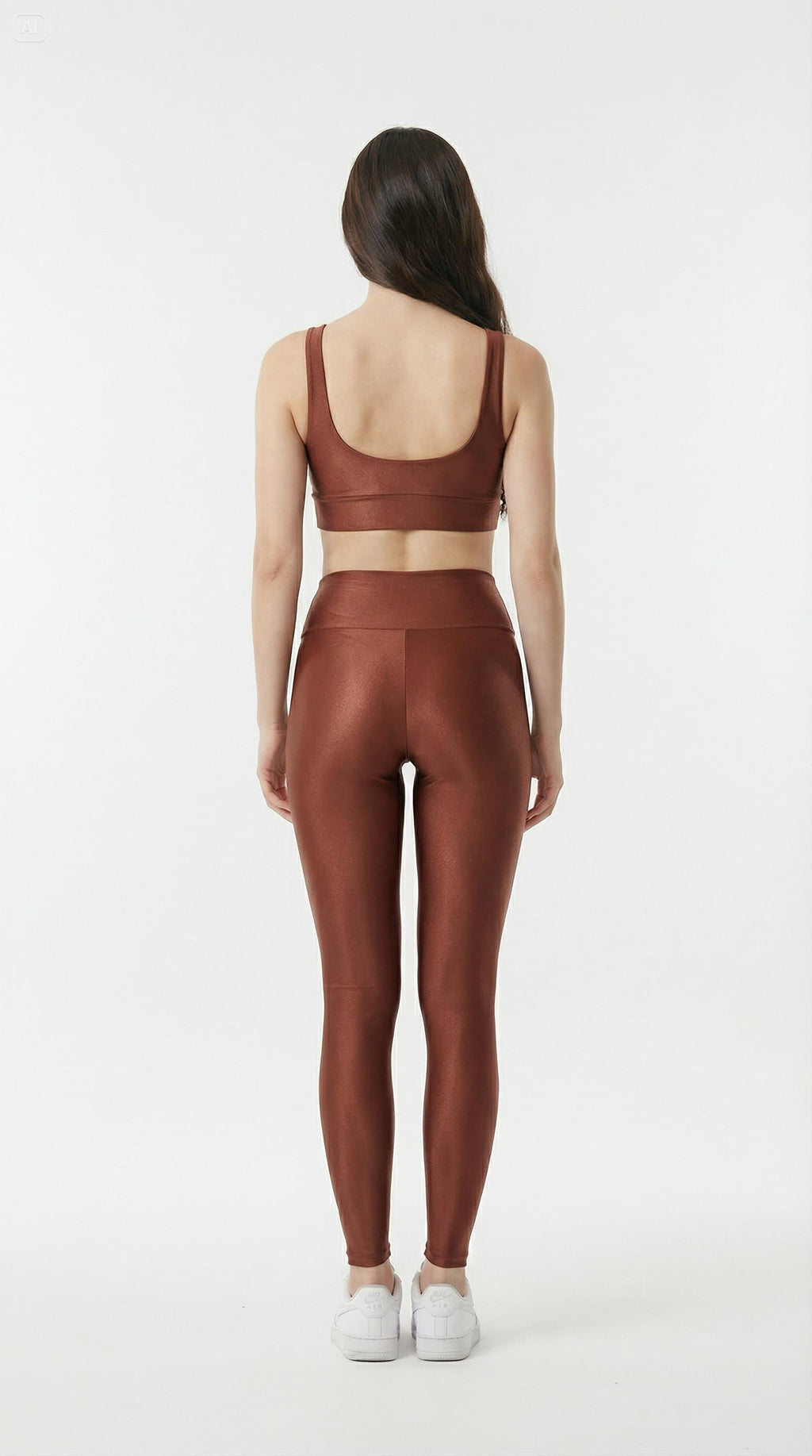 Conjunto Legging + Top Canelado Marrom