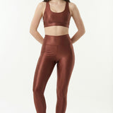 Conjunto Legging + Top Canelado Marrom