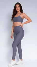Conjunto Legging + Top Cinza Poliamida