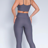 Conjunto Legging + Top Cinza Poliamida