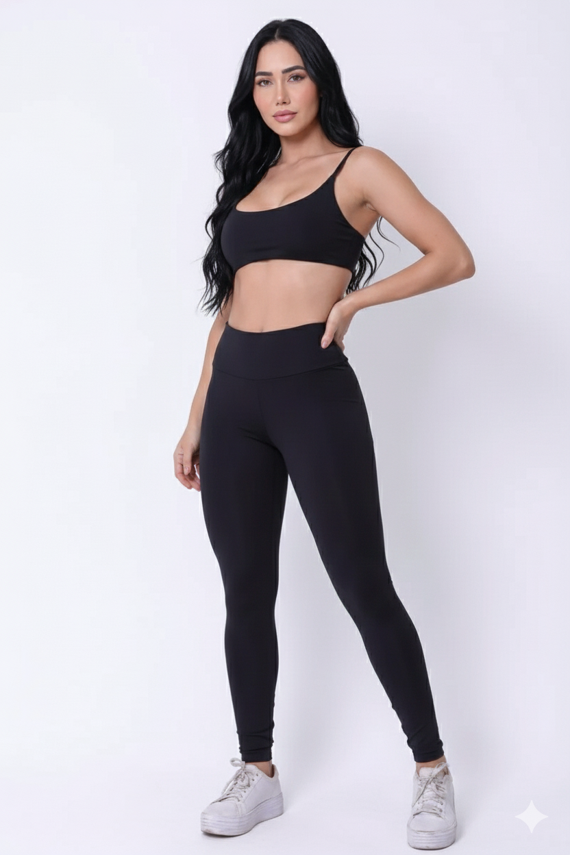 Conjunto Legging Top Faixa Preto