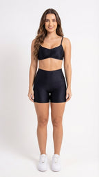Conjunto Short + Top Canelado de Compressão Preto